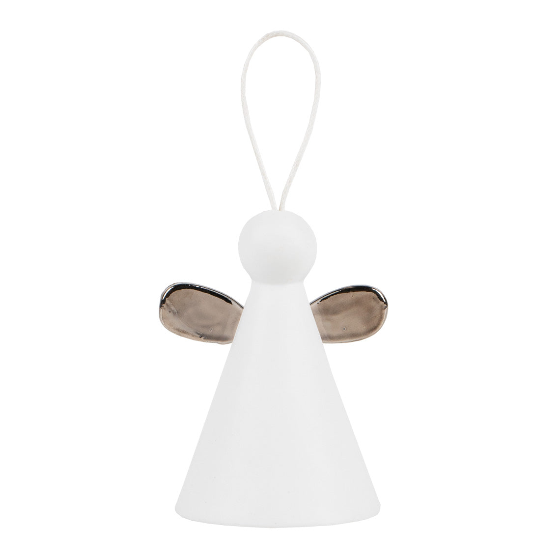 Angelo da appendere in ceramica bianca con ali argento - 4990315-ali