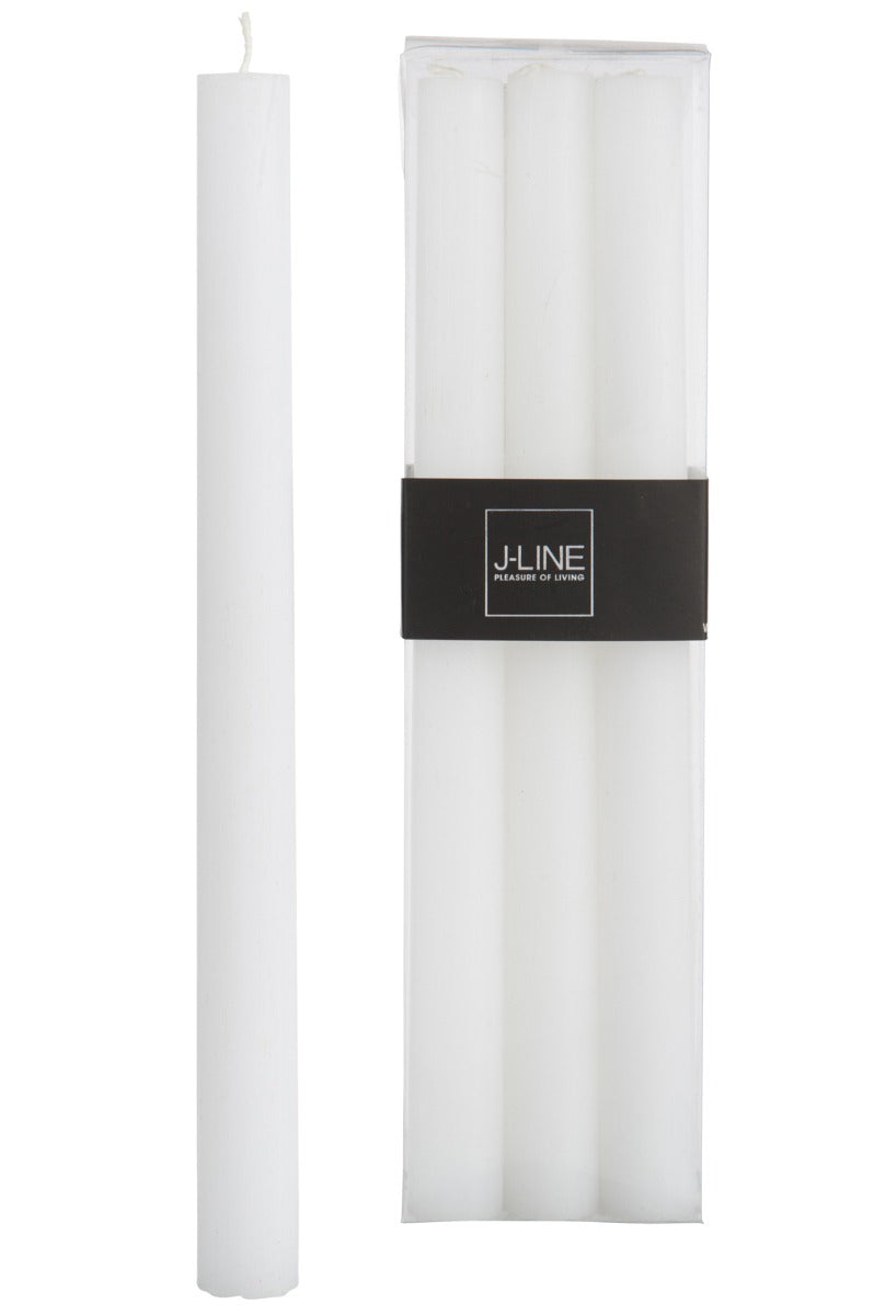 6 Candele bianche lunghe: candele di cera colorate J Line - 93302