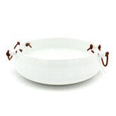 Ciotola in Ceramica Bianca con Manici in Cuoio - 4912977