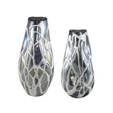 Vaso Conck Grey | Vaso in vetro soffiato a mano con motivo bianco a rilievo - CONFIG0393