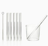 Set 6 cannucce in vetro trasparente riutilizzabili H15 + spazzolina - 102954