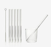 Set 6 cannucce in vetro trasparente riutilizzabili H23 + spazzolina - 102953
