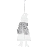 Decorazione Natalizia da Appendere Pupazzo di Neve in Ceramica Bianca con Sciarpa in Lana - 4992140