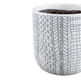 Lowie - Portavaso in ceramica Bianca con righe Nere - CONFIG0390