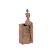 Milos - Vaso statua donna seduta in magnesio color ruggine H40 - 703205