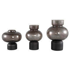 Vaso Nyda Grey | Vaso in vetro con sfera grigio scuro - CONFIG0388