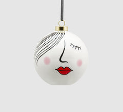 Palla Viso D9 : Pallina di Natale viso femminile in ceramica - 682373