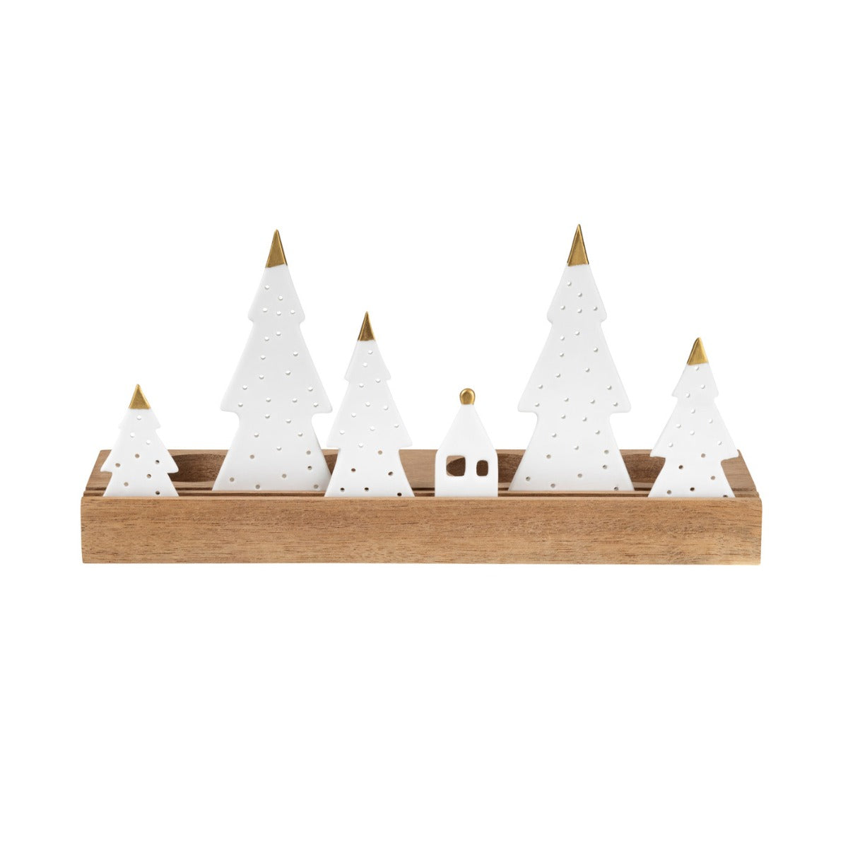 Porta Tealight Pini su base in legno - 4990117