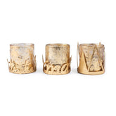Porta Tealight 3 Assortiti in metallo e vetro color oro - 1213702