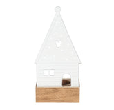 Porta tealight Heart in legno e porcellana a forma di casa - 4990413