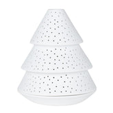 Porta Tealight Albero di Natale in Ceramica Bianca Satinata H15,5 - 4990747