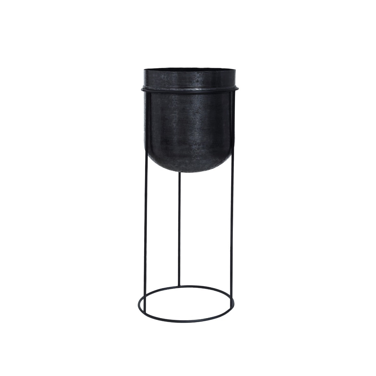 Portavaso in alluminio nero su piedistallo in ferro H67 - 704464,03