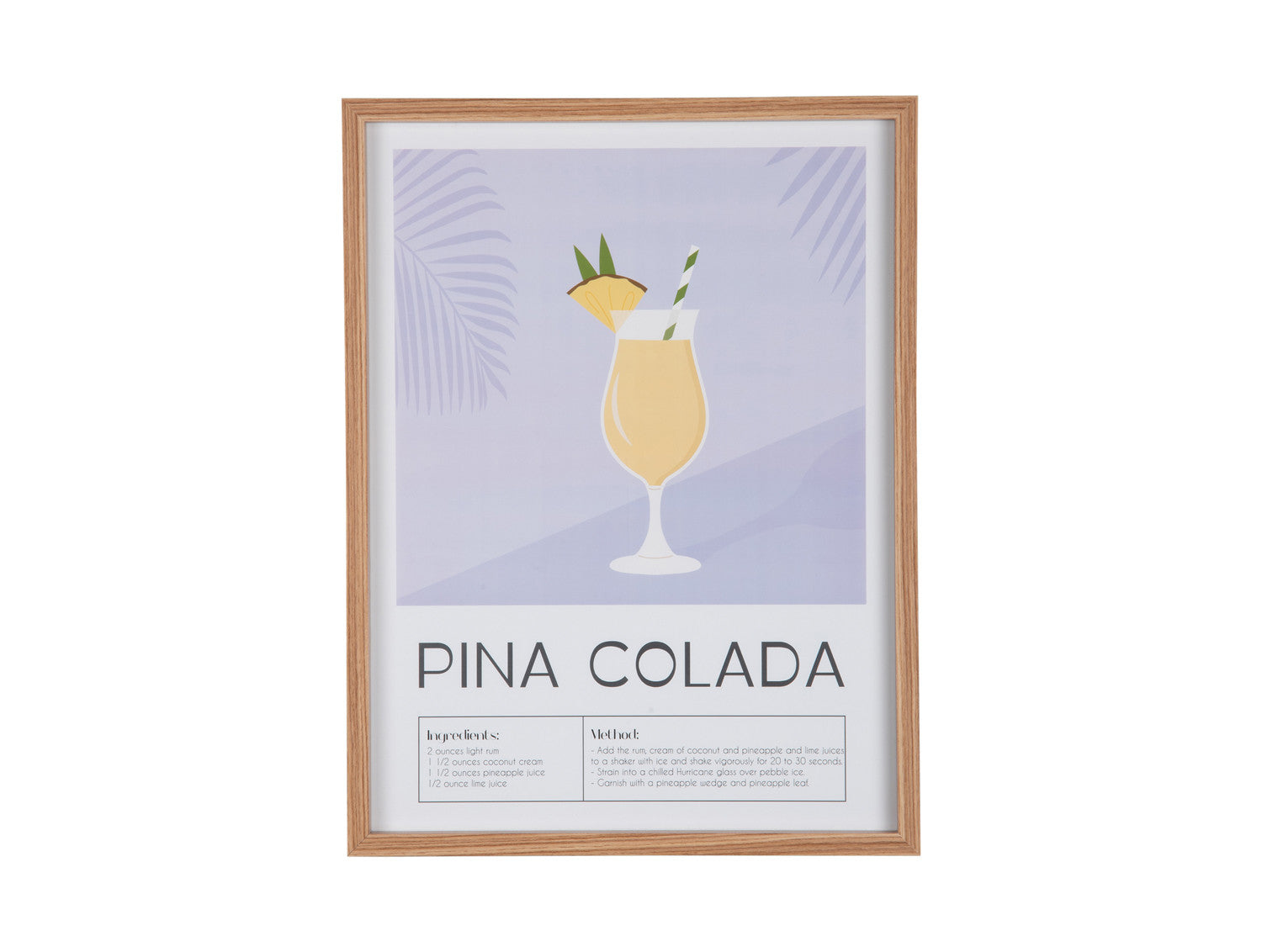 Wall Art Pina Colada – Present Time | Quadro Decorativo H41,5 X L31,5 con Ricetta Cocktail per Cucina o Angolo Bar - PT4284