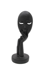 Scultura Maschera Nera su Mani H29 in Resina - Z074-75N-S