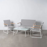 Ixia - Set Da Giardino in Alluminio Bianco 4 Pezzi - Divano 2 Poltrone Tavolino in Alluminio Bianco con Vetro temperato - 603926