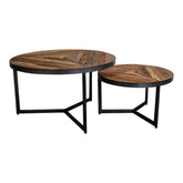 Danyon | Set 2Pz tavolini da caffè in legno riciclato e ferro - 695920