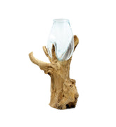 Vaso in vetro riciclato su legno naturale XL - 1735