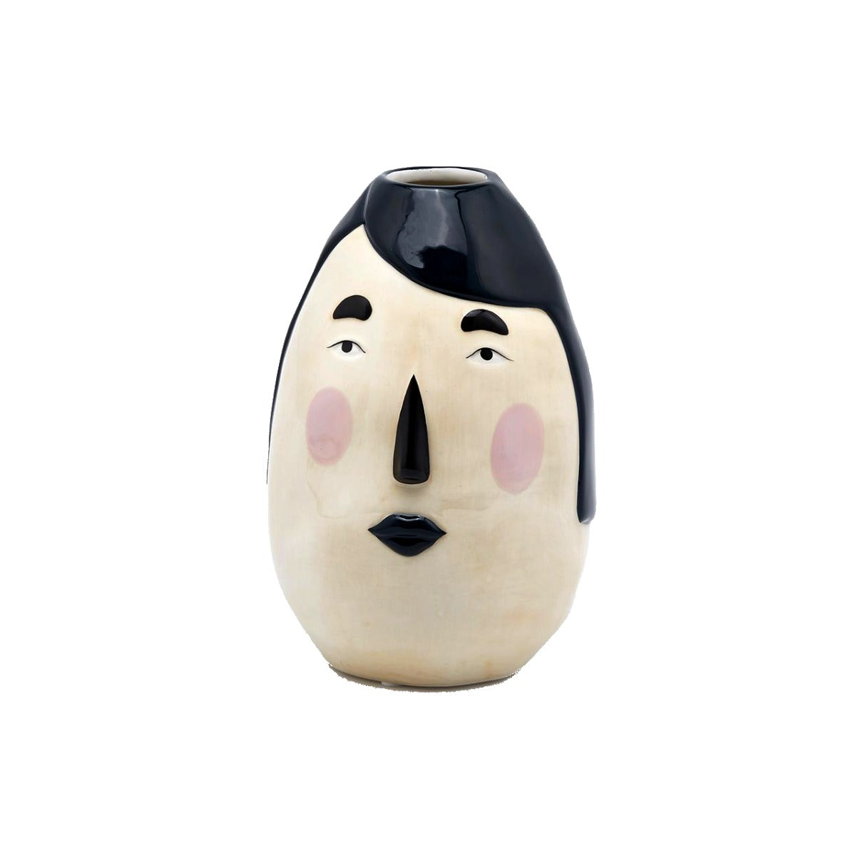 Vaso volto capelli neri - 013710