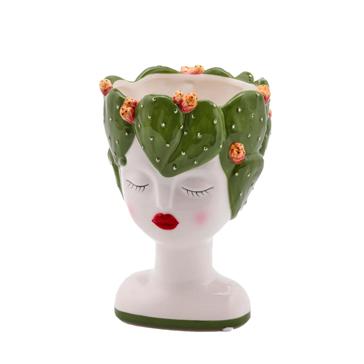 Vaso testa di donna con fico d'india H23 D16 - 017766