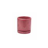 Vaso Glaze Righe Rotondo EDG in Terracotta Corallo H16 con Sottopiatto Integrato