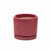 Vaso Glaze Righe Rotondo EDG in Terracotta Corallo H28 con Sottopiatto Integrato
