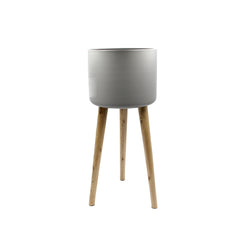 Vaso Metal Grey H68 : Portavaso in metallo su piedi di legno - 9420509-88-L