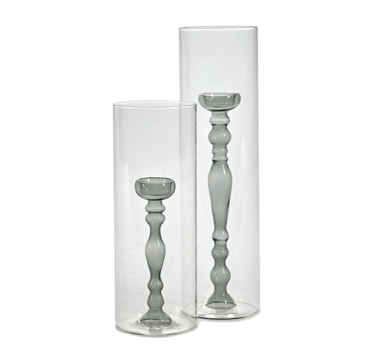 Vaso Portacandela in vetro Trasparente e Grigio - CONFIG0181