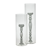 Vaso Portacandela in vetro Trasparente e Grigio - CONFIG0181