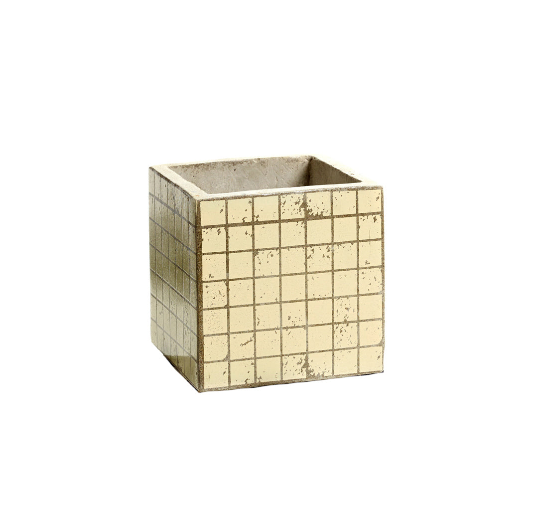 Cachepot Marie Mosaico avorio H11: vasi in cemento Serax - B7217001_White