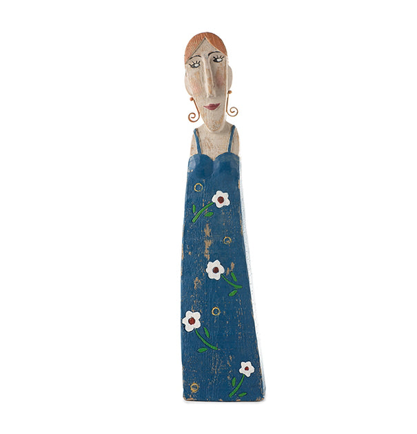 Statuetta donna in poliresina con abito blu : Statuette divertenti raffiguranti persone - 2201403