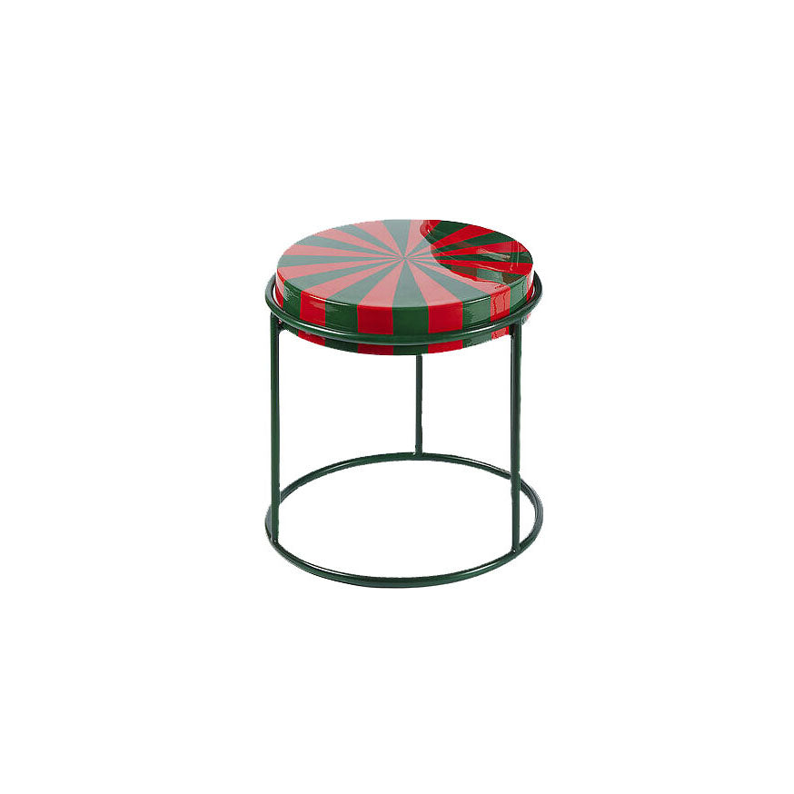 EDG - Enzo De Gasperi Tavolino in Metallo Rotondo Bicolore Rosso/Verde S H35 Cm