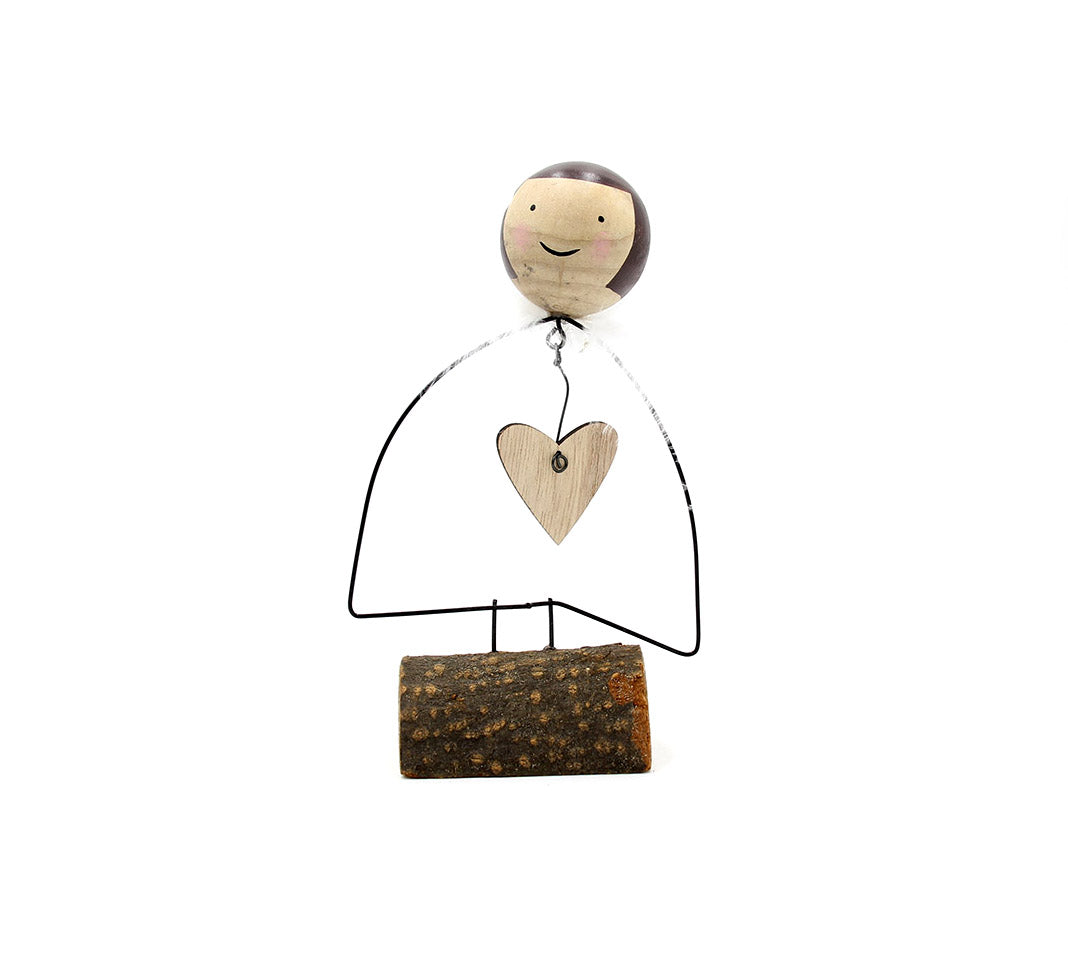 Angelo stilizzato in ferro con cuore H17cm - 1191469