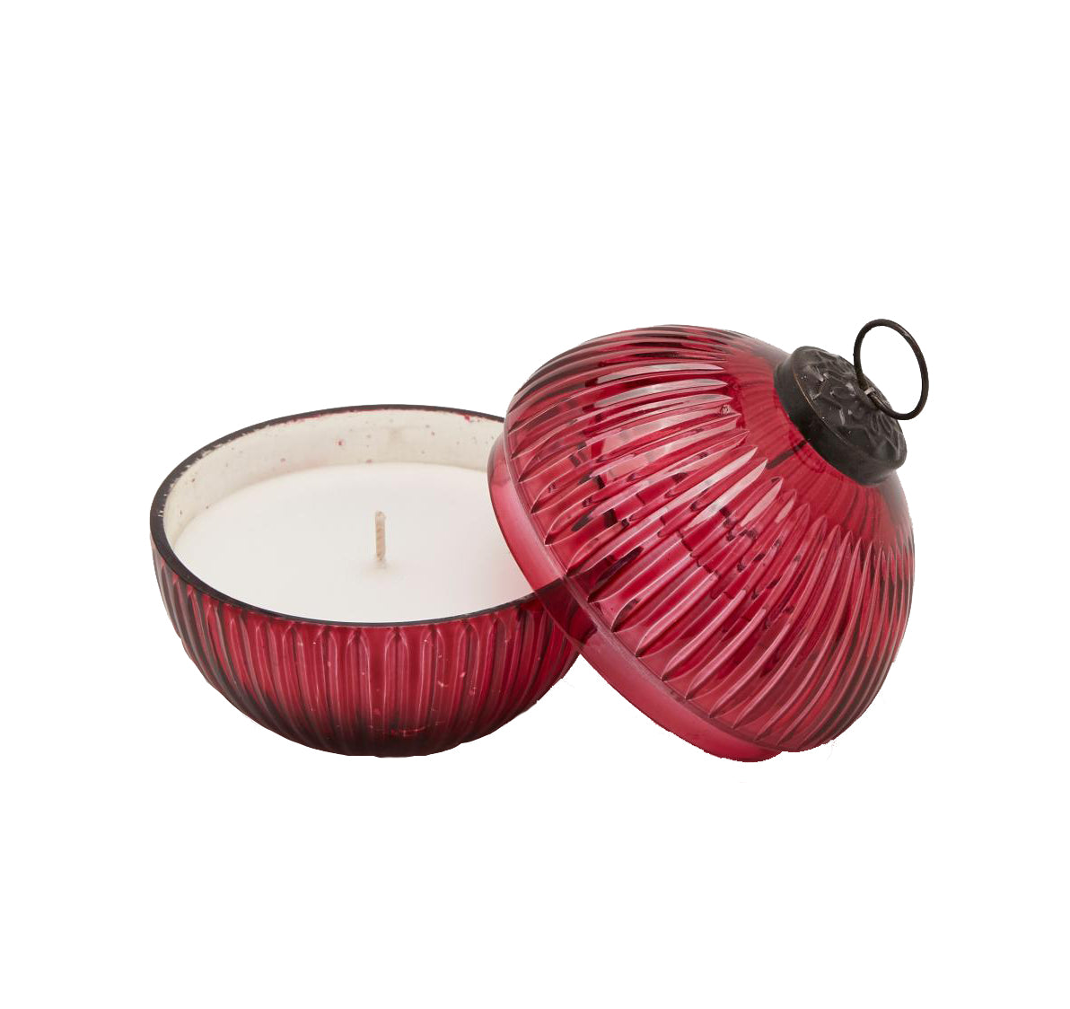 HalfShiny : Candela in sfera di vetro rigato rosso D8 - 612994,40