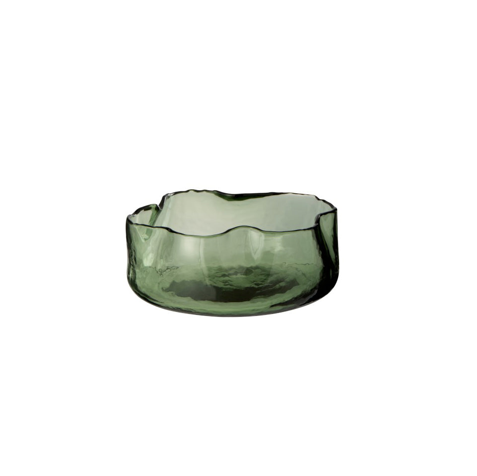 Vaso ciotola rotondo con bordo irregolare di colore verde - 13910
