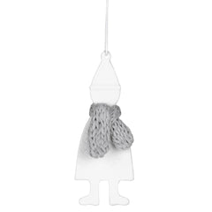 Decorazione Natalizia da Appendere Gnomo in Ceramica Bianca con Sciarpa in Lana - 4992141