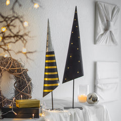 Decoro Albero di Natale Stilizzato in metallo con righe oro H61 - 1236344