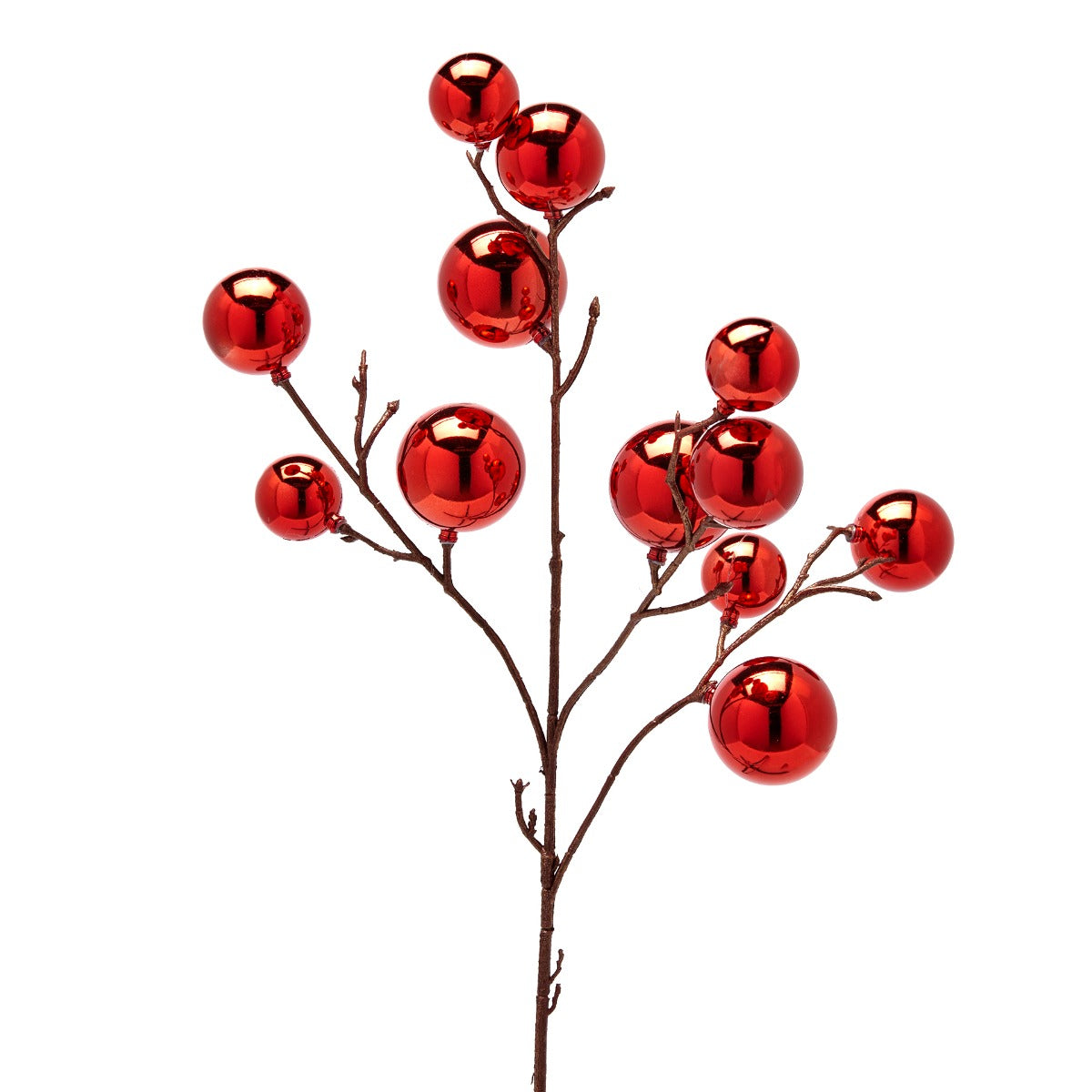 Decoro Ramo con Palline Rosse H53 | Rami decorativi natalizi EDG Enzo De Gasperi - 8100444A400
