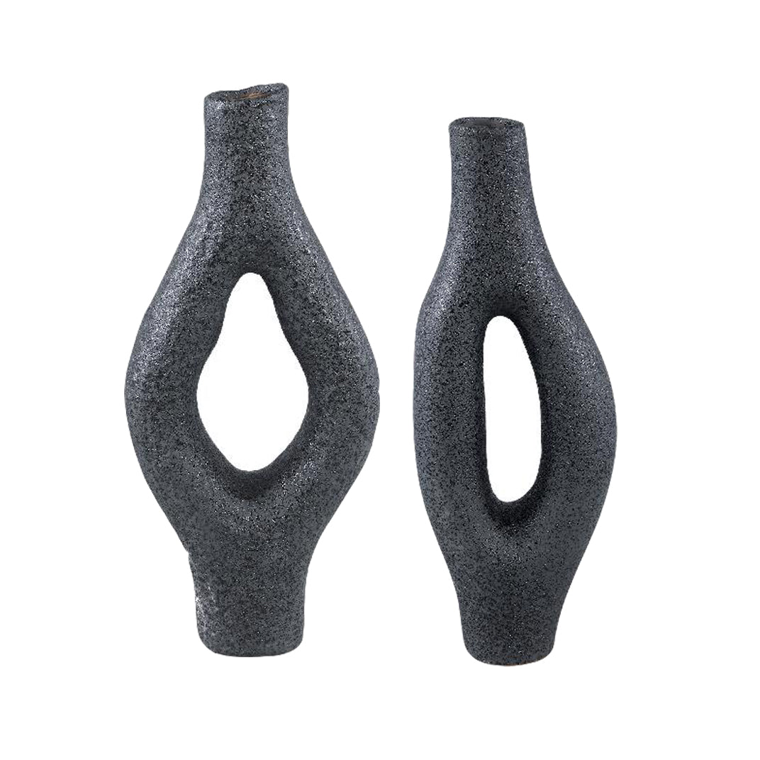 Fabioly - Vaso organico in ceramica gr&egrave;s nera - CONFIG0392