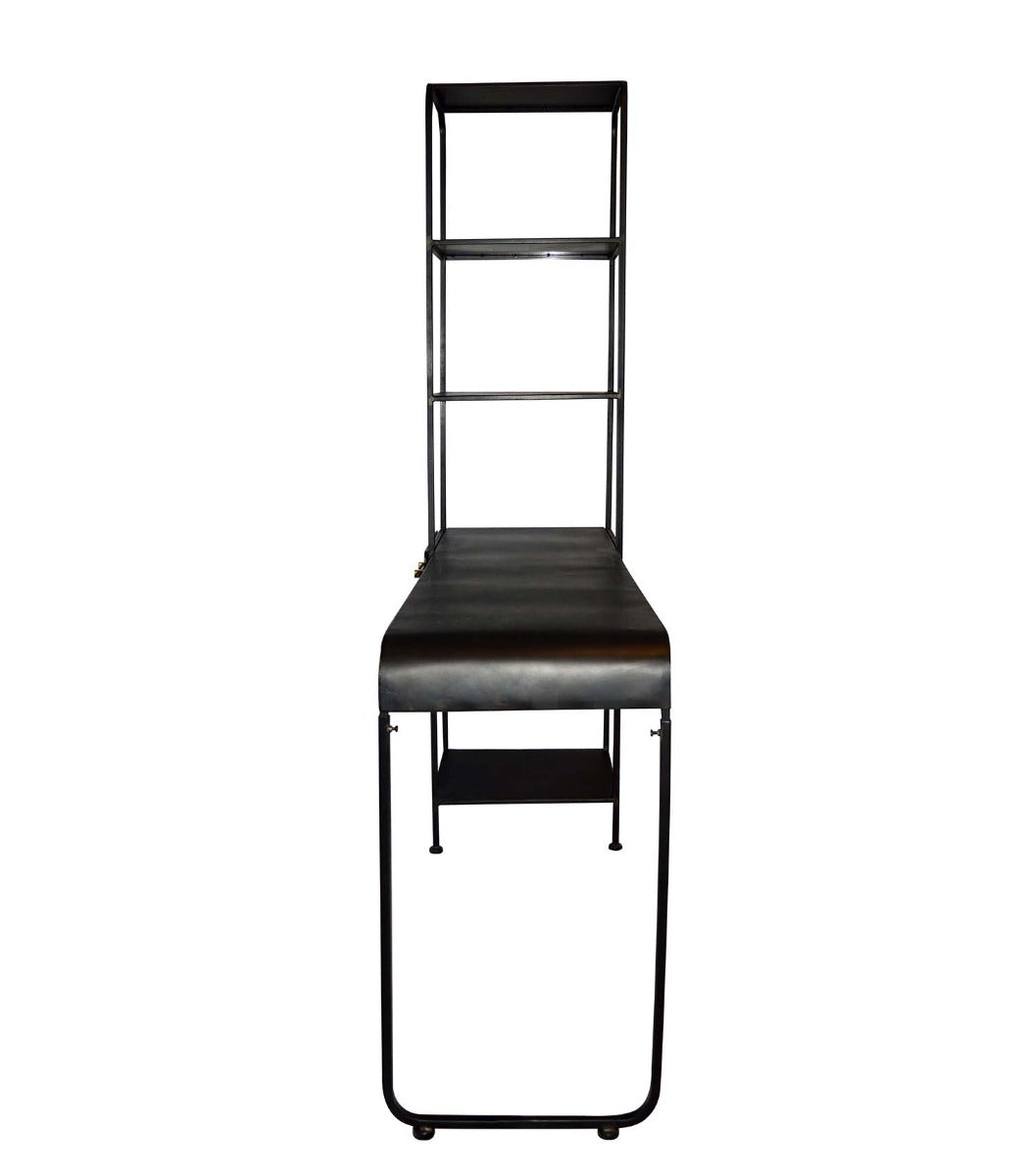 Scrivania Jago in metallo nero con scaffale alto impugnatura oro - 692665