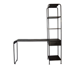 Scrivania Jago in metallo nero con scaffale alto impugnatura oro - 692665