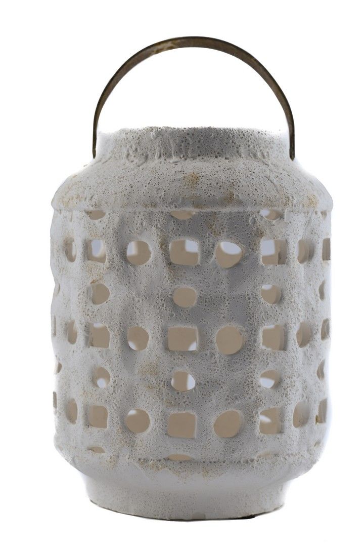 Fenice: lanterne portacandele bianche in cemento EDG - 012671,10