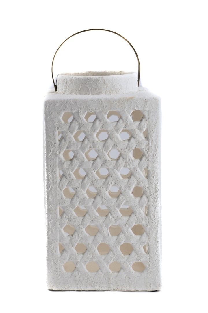 Fenice Square: lanterne portacandele bianche in cemento EDG - 012672,10