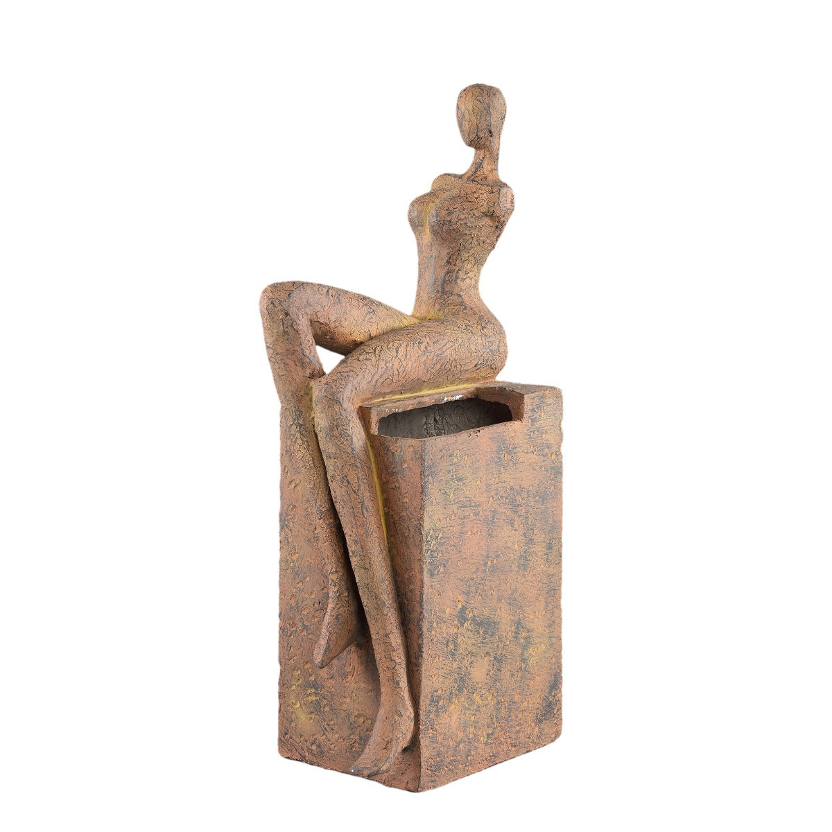 Milos - Vaso statua donna seduta in magnesio color ruggine H63 - 703206