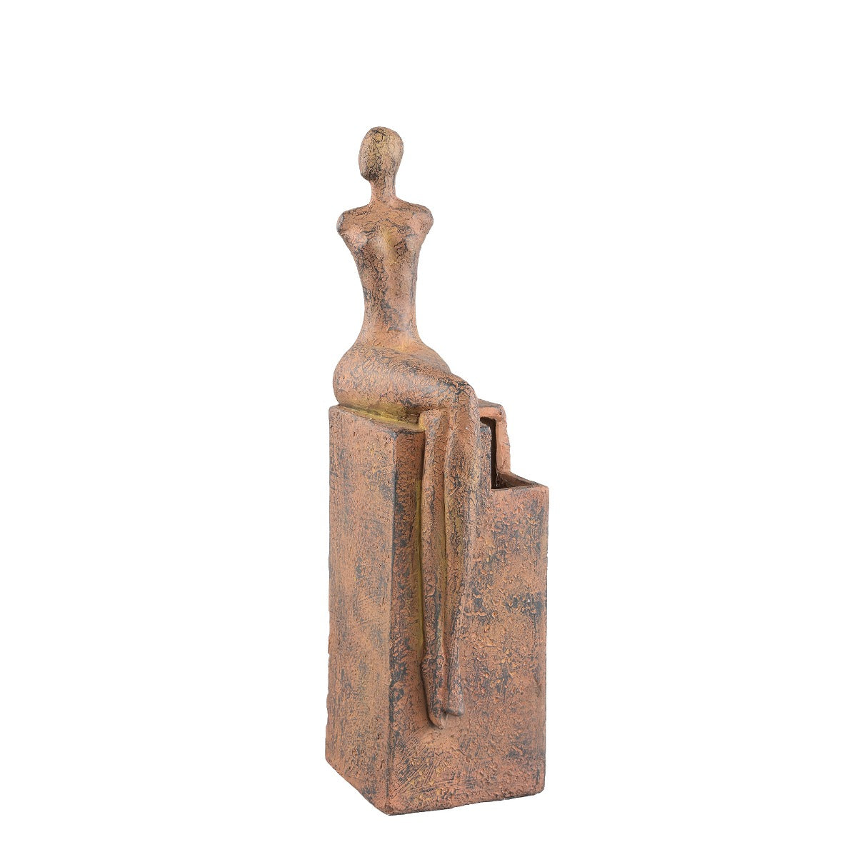 Milos - Vaso statua donna seduta in magnesio color ruggine H52 - 703204