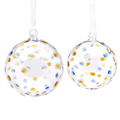 Palla vetro Drops Pois Blu e Oro | Palline di Natale in vetro EDG Enzo De Gasperi - CONFIG0449