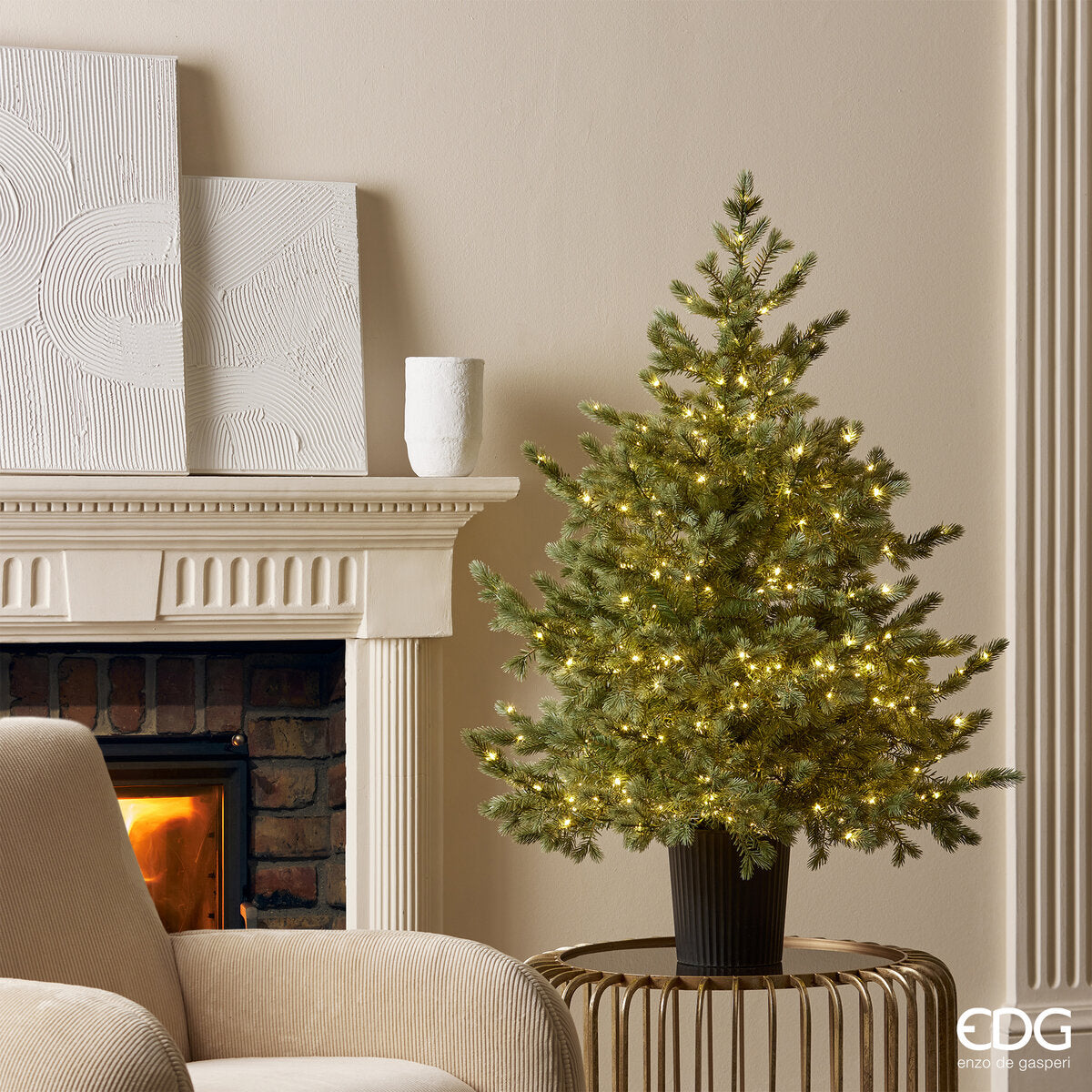 Pino Argentato con 480 LED H120 X D99 | Alberi di Natale con Luci Led Integrate EDG - 686052