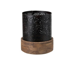 Portacandele H35 in legno e metallo traforato J Line - 85404