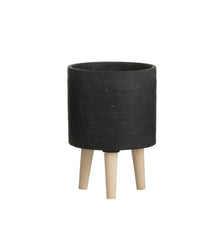 Portavaso Zampa in Cemento Verde Petrolio H29 : Vaso di design in cemento su piedini in Legno - 90208-VP