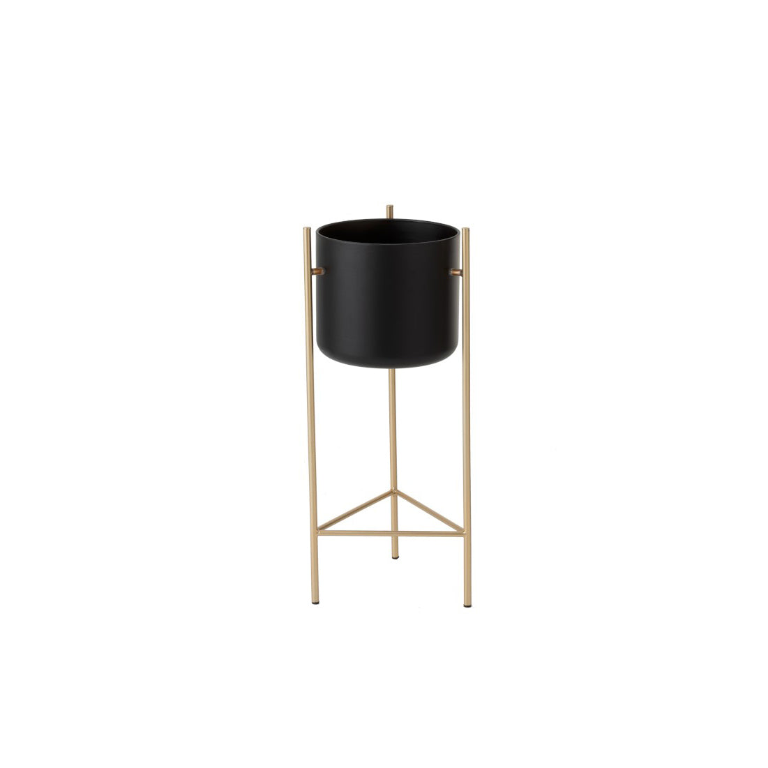 Portavaso in metallo nero su piedistallo oro H65 - 96985