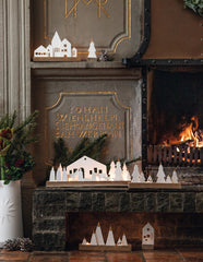 Presepe Portatealight in porcellana con base in legno - 4990041